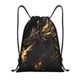 thumbnail image 1 of Kuqiui Black And Gold Fire Dragon Print Drawstring Backpack Drawstring Bags,Draw String Back Bag Drawstring Bags for Sports,Gym,Travel,Swimming,Beach, 1 of 7