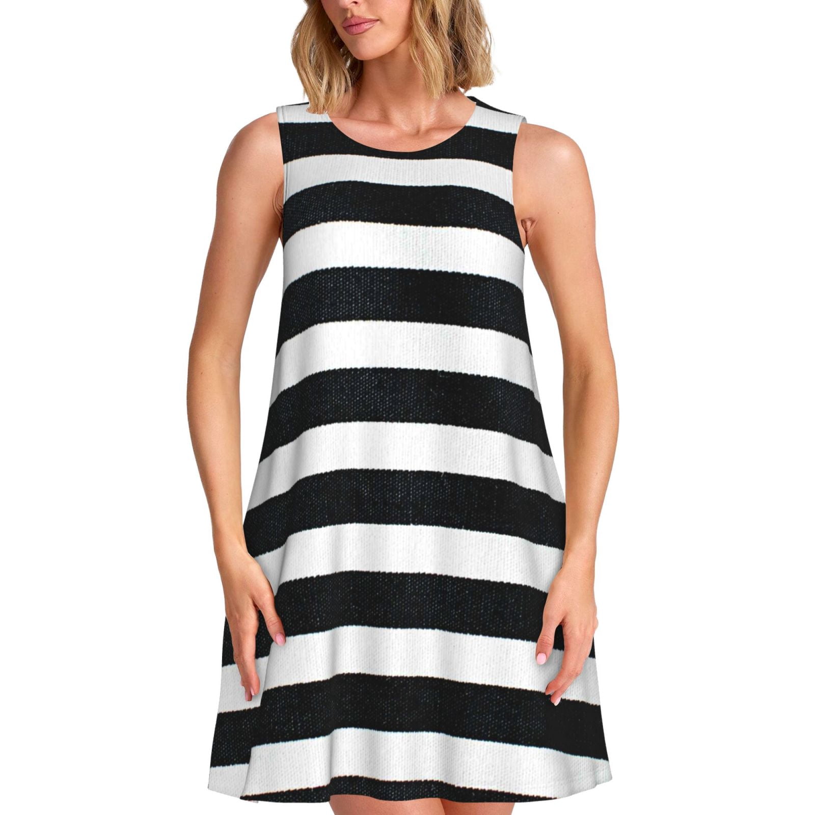 Black White Striped Dresses for Women and Girls