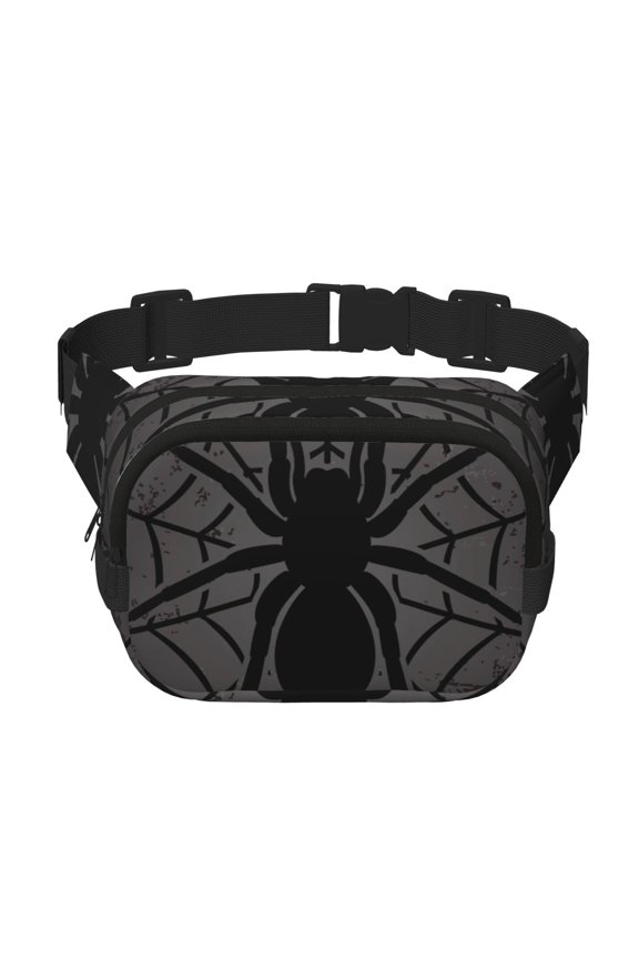 Black Spider On Web 1 Print Fanny Packs for Women Cross Body Waist Bag Fashionable Fanny Pack Designer Workout Hiking Waist Pack Running Travel Gym