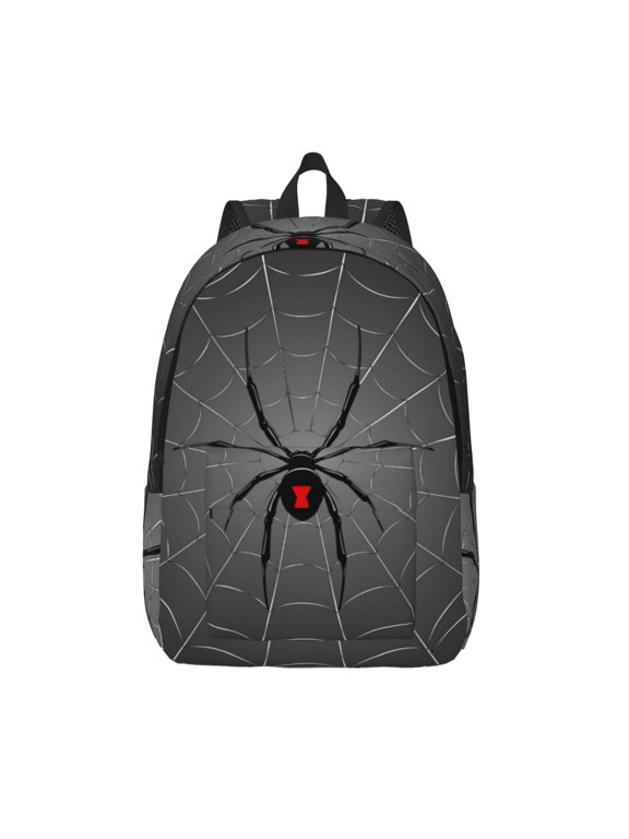 Black Spider On Web Print Canvas Travel Laptop Backpack for Men Women,Business Work Rucksack College School Computer Bag Fits 15.6 Inch Notebook