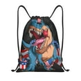 thumbnail image 1 of Kuqiui Blue Dinosaur Print Drawstring Backpack Drawstring Bags,Draw String Back Bag Drawstring Bags for Sports,Gym,Travel,Swimming,Beach, 1 of 8