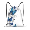 thumbnail image 1 of Kuqiui Blue Flying Butterflies Print Drawstring Backpack Drawstring Bags,Draw String Back Bag Drawstring Bags for Sports,Gym,Travel,Swimming,Beach, 1 of 8