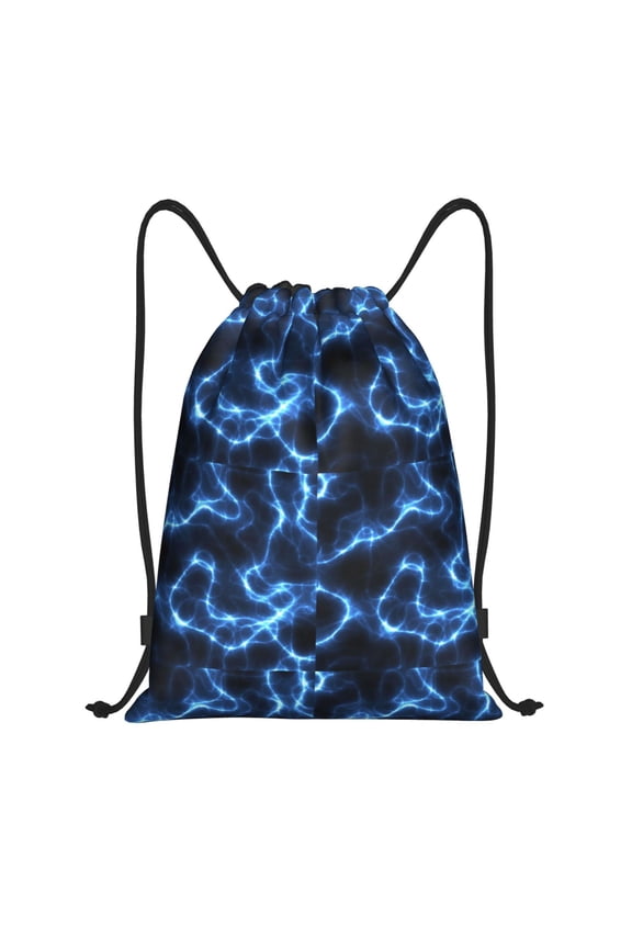 Blue Lightning Print Drawstring Backpack Drawstring Bags,Draw String Back Bag Drawstring Bags for Sports,Gym,Travel,Swimming,Beach