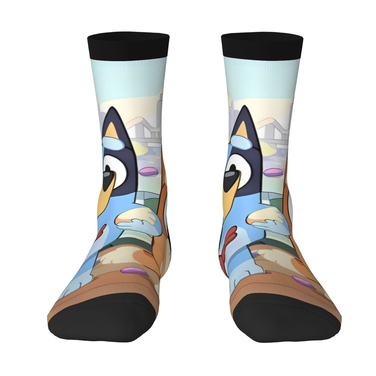 Kuqiui Bluey Print Adult Crazy Socks,Fun Novelty Crew,Funky Crew Socks