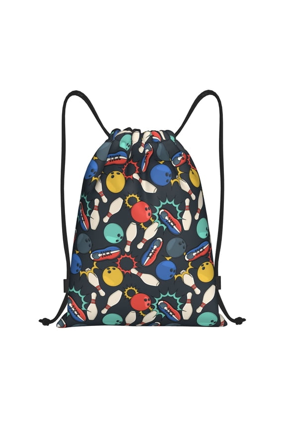 Bowling Ball Print Drawstring Backpack Drawstring Bags,Draw String Back Bag Drawstring Bags for Sports,Gym,Travel,Swimming,Beach