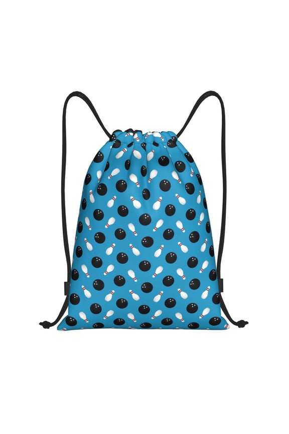 Bowling Balls Print Drawstring Backpack Drawstring Bags,Draw String Back Bag Drawstring Bags for Sports,Gym,Travel,Swimming,Beach