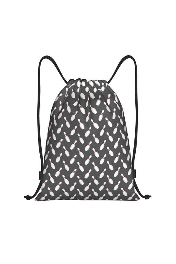 Bowling Pins Print Drawstring Backpack Drawstring Bags,Draw String Back Bag Drawstring Bags for Sports,Gym,Travel,Swimming,Beach