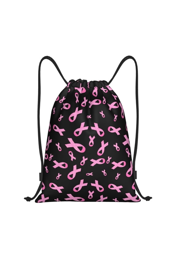 Breast Cancer Awareness Print Drawstring Backpack Drawstring Bags,Draw String Back Bag Drawstring Bags for Sports,Gym,Travel,Swimming,Beach
