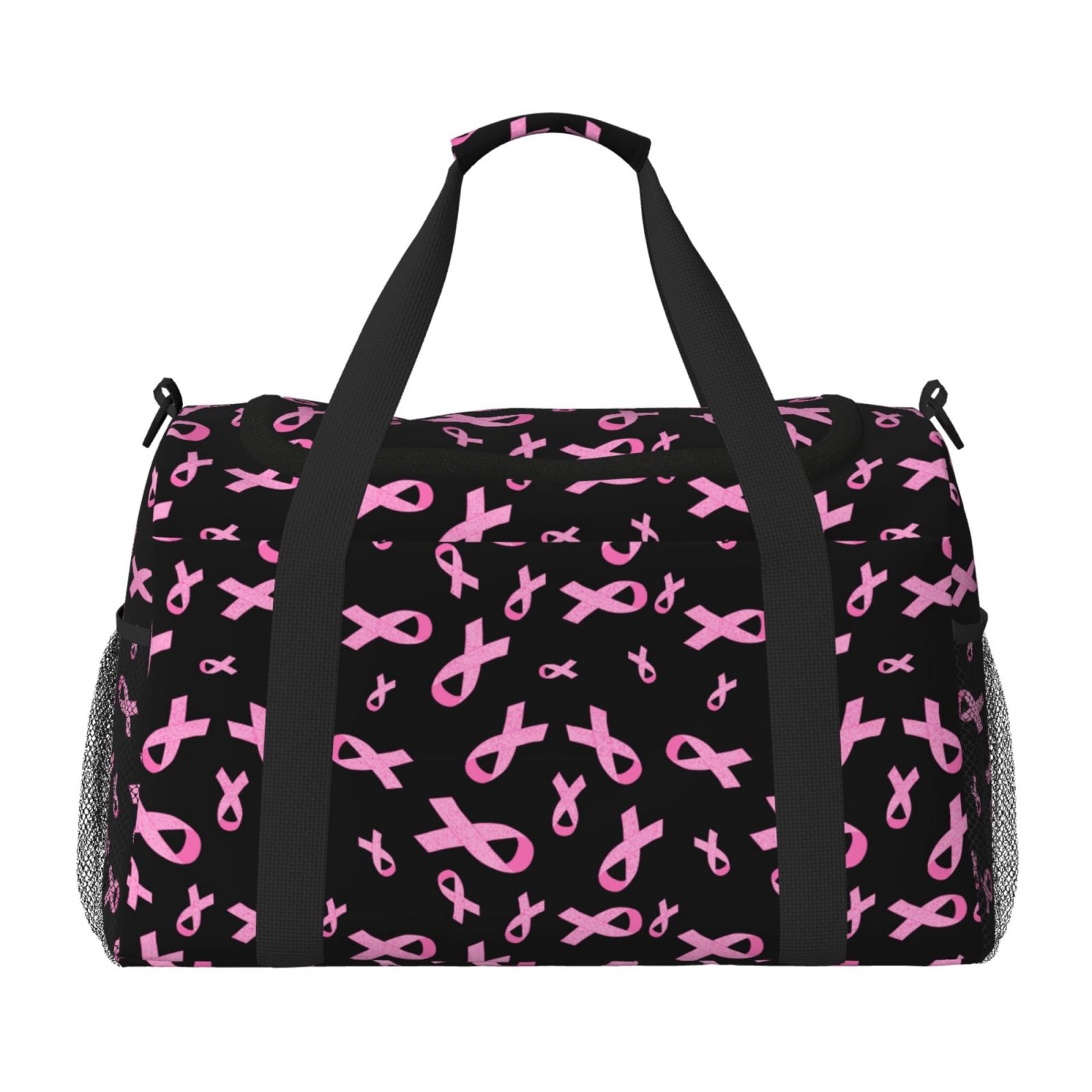 Kuqiui Breast Cancer Awareness Print Foldable Travel Duffel Bag Tote Carry on Luggage Bag Personal item Sports Gym Bag Water Resistant Weekender Overnight Bags for Women and Men