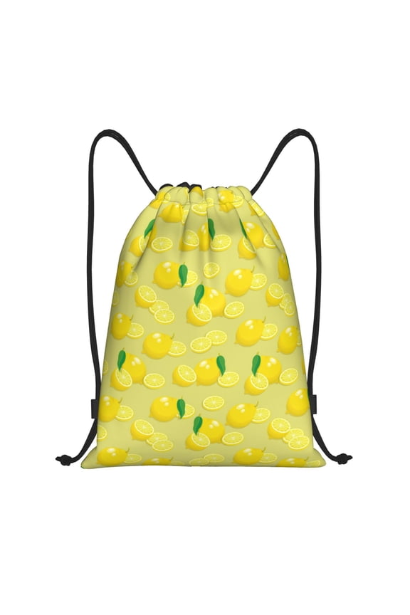 Bright Lemons Print Drawstring Backpack Drawstring Bags,Draw String Back Bag Drawstring Bags for Sports,Gym,Travel,Swimming,Beach