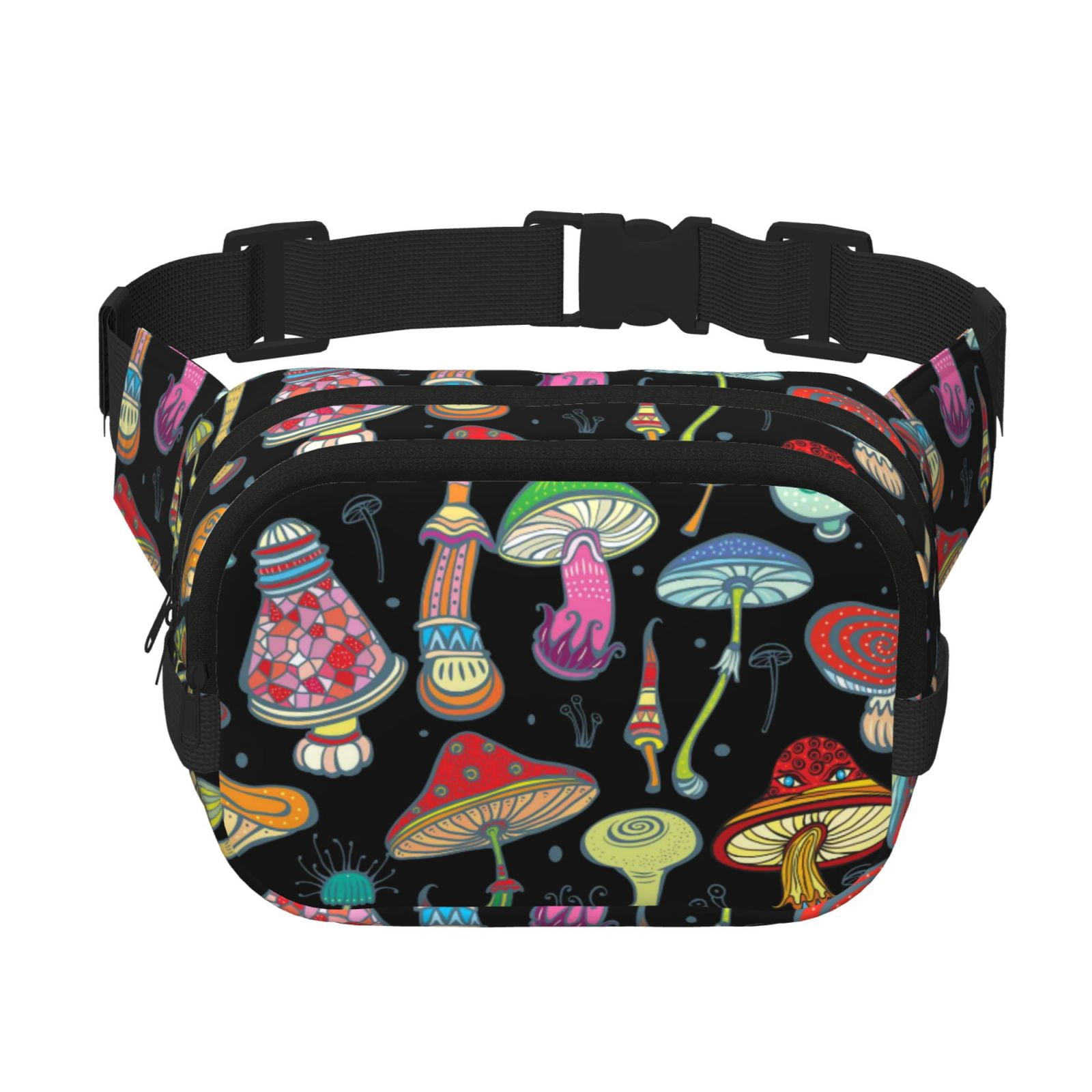 Kuqiui Bright Mushrooms Print Fanny Packs for Women Cross Body Waist Bag Fashionable Fanny Pack Designer Workout Hiking Waist Pack Running Travel Gym