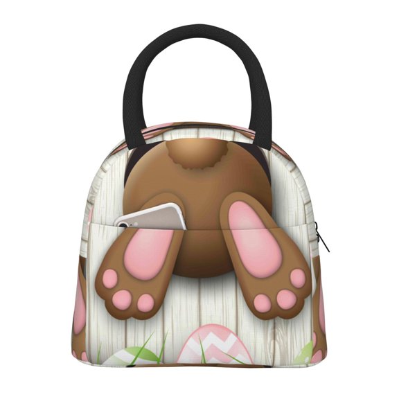 Kuqiui Brown Bunny Print Lunch Bag for Women & Men Adult Insulated Lunch Box,Small Leakproof Cooler Food Lunch Containers Reusable High Capacity Lunch Tote Bags for Work,Travel,Outdoor