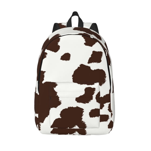 Kuqiui Brown Cow Print Canvas Travel Laptop Backpack for Men Women,Business Work Rucksack College School Computer Bag Fits 15.6 Inch Notebook