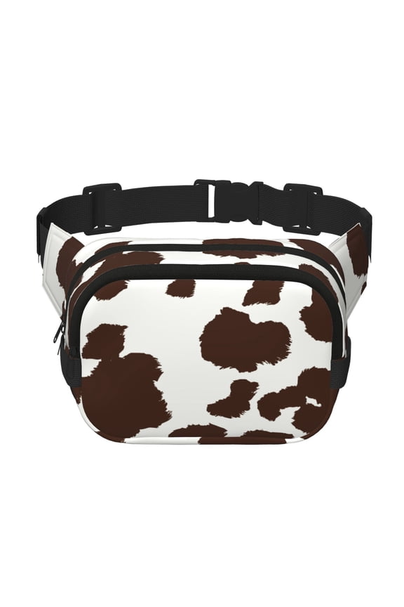 Brown Cow Print Fanny Packs for Women Cross Body Waist Bag Fashionable Fanny Pack Designer Workout Hiking Waist Pack Running Travel Gym
