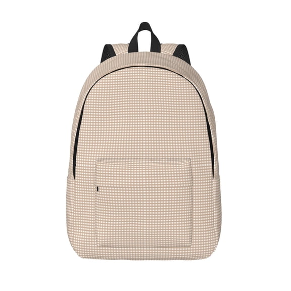 Kuqiui Brown Gingham Print Canvas Travel Laptop Backpack for Men Women,Business Work Rucksack College School Computer Bag Fits 15.6 Inch Notebook
