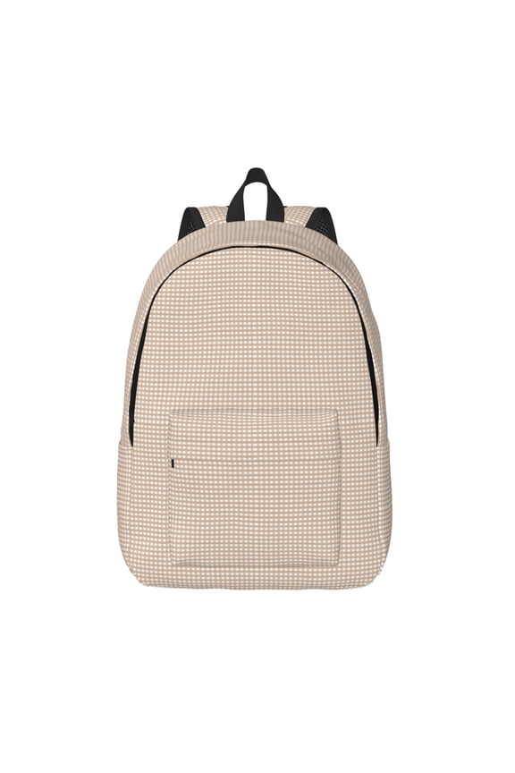 Brown Gingham Print Canvas Travel Laptop Backpack for Men Women,Business Work Rucksack College School Computer Bag Fits 15.6 Inch Notebook