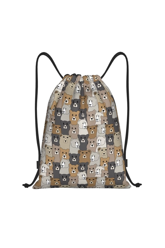 Cartoon Bear Print Drawstring Backpack Drawstring Bags,Draw String Back Bag Drawstring Bags for Sports,Gym,Travel,Swimming,Beach