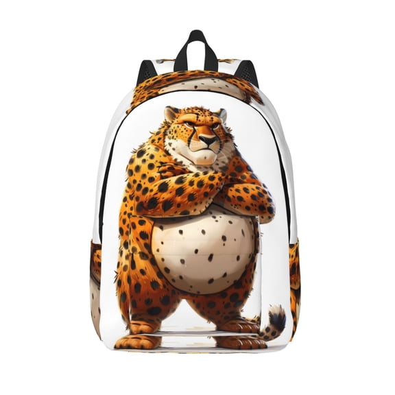 Kuqiui Cartoon Cheetah With Attitude Print Canvas Travel Laptop Backpack for Men Women,Business Work Rucksack College School Computer Bag Fits 15.6 Inch Notebook