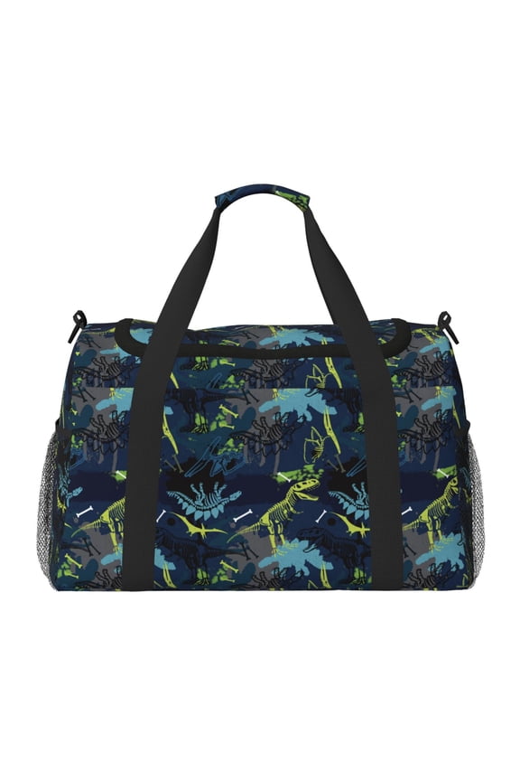Cartoon Dinosaur Print Foldable Travel Duffel Bag Tote Carry on Luggage Bag Personal item Sports Gym Bag Water Resistant Weekender Overnight Bags for Women and Men