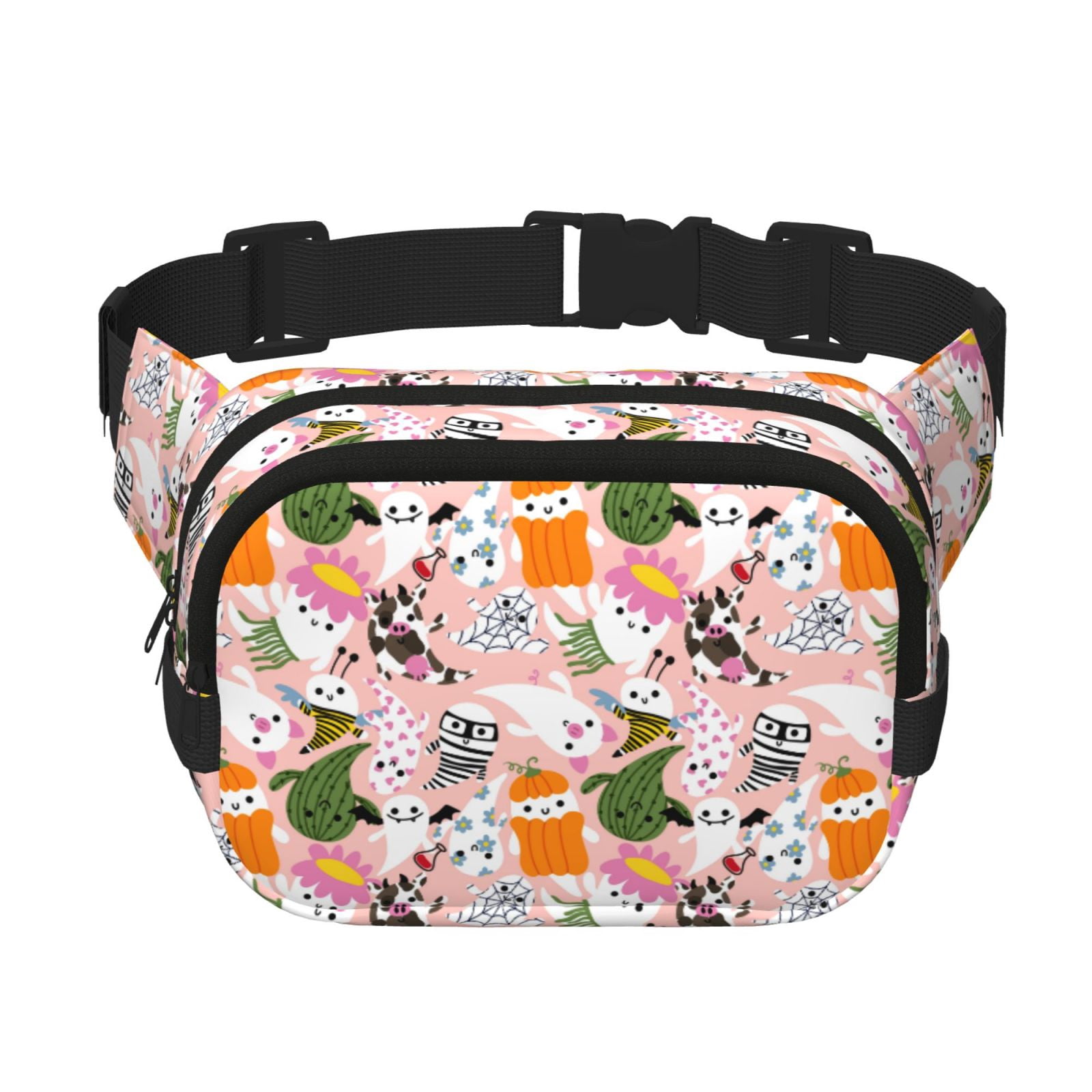 Kuqiui Cartoon Halloween Print Fanny Packs for Women Cross Body Waist Bag Fashionable Fanny Pack Designer Workout Hiking Waist Pack Running Travel Gym