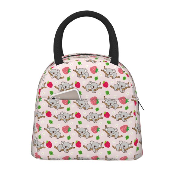 Kuqiui Cartoon Koala Bear Print Lunch Bag for Women & Men Adult Insulated Lunch Box,Small Leakproof Cooler Food Lunch Containers Reusable High Capacity Lunch Tote Bags for Work,Travel,Outdoor