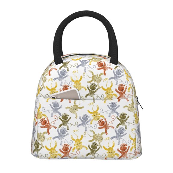 Kuqiui Cartoon Monkey Print Lunch Bag for Women & Men Adult Insulated Lunch Box,Small Leakproof Cooler Food Lunch Containers Reusable High Capacity Lunch Tote Bags for Work,Travel,Outdoor