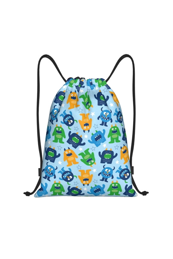 Cartoon Monster Print Drawstring Backpack Drawstring Bags,Draw String Back Bag Drawstring Bags for Sports,Gym,Travel,Swimming,Beach