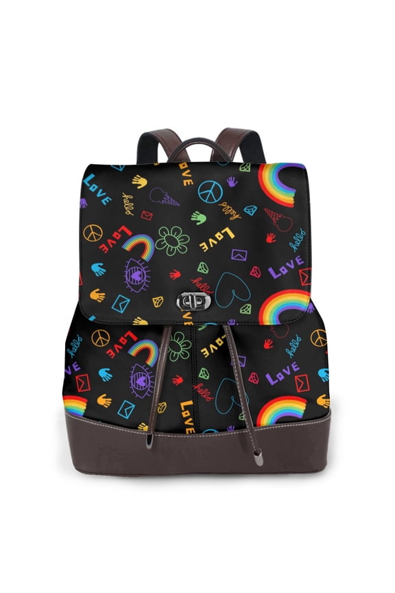 Cartoon Pride Lgbt Print Leather Backpack Purse For Women Fashion Ladies Vintage Bags Casual College Travel Backpacks bag