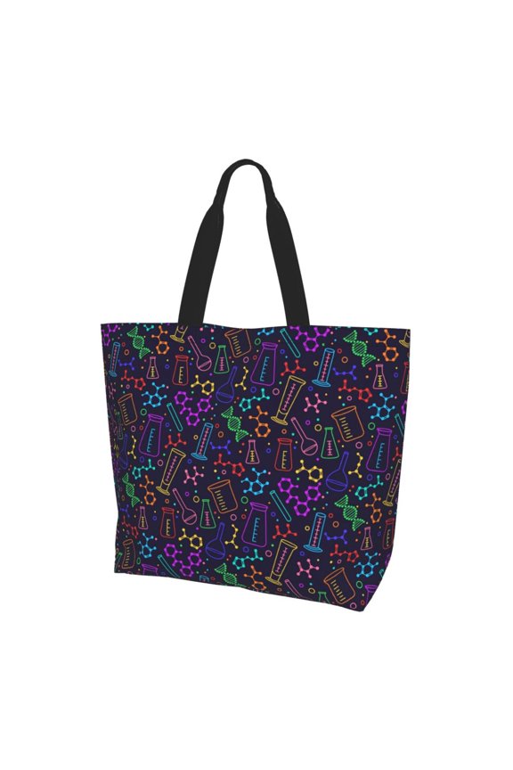 Chemistry Science Print Tote Bag,Zipper Tote Bag for Women,Tote Bag Inner Pocket Pattern Lightweight Daily Bag Book Bag