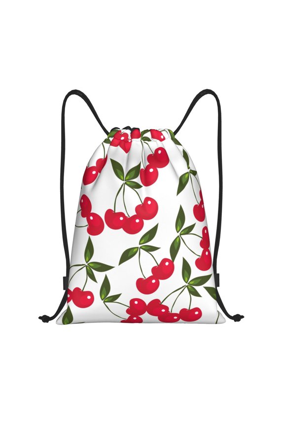 Cherry Print Drawstring Backpack Drawstring Bags,Draw String Back Bag Drawstring Bags for Sports,Gym,Travel,Swimming,Beach