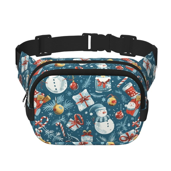 Kuqiui Christmas Snowman Gift Print Fanny Packs for Women Cross Body Waist Bag Fashionable Fanny Pack Designer Workout Hiking Waist Pack Running Travel Gym
