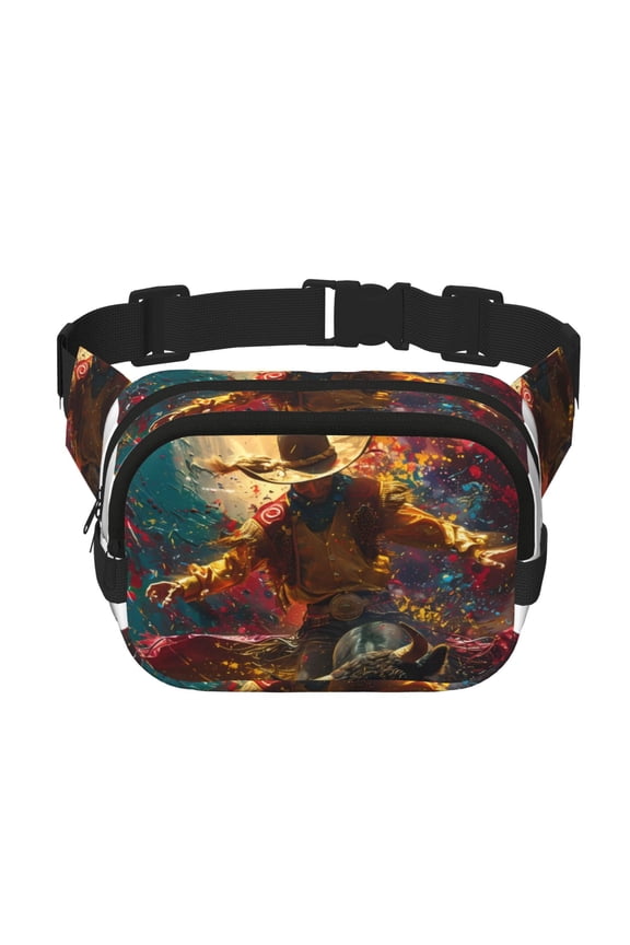 Colorful Bull Western Man Print Fanny Packs for Women Cross Body Waist Bag Fashionable Fanny Pack Designer Workout Hiking Waist Pack Running Travel Gym