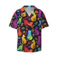 thumbnail image 1 of Kuqiui Colorful Cats Print Men's Button Down Shirts Short Sleeve Casual Shirts Hawaiian Shirts Vacation Wedding Shirts with Pocket-4X-Large, 1 of 5