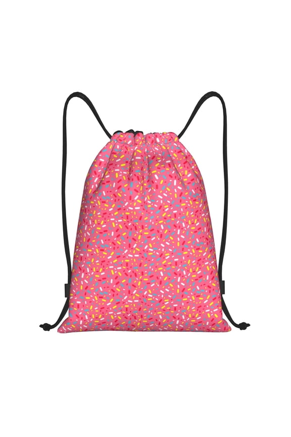 Colorful Sprinkles Donuts Print Drawstring Backpack Drawstring Bags,Draw String Back Bag Drawstring Bags for Sports,Gym,Travel,Swimming,Beach