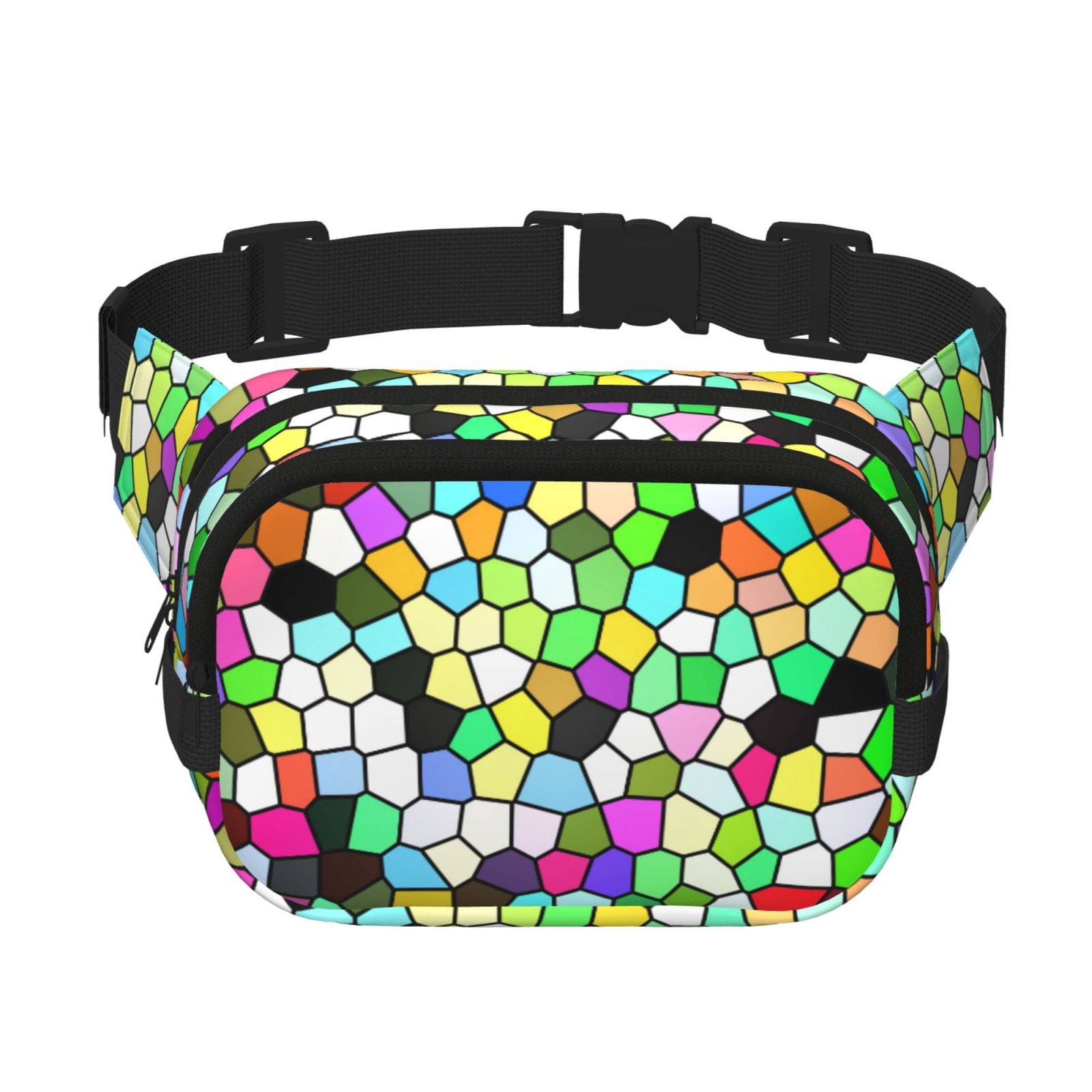 Kuqiui Colorful Tie Dye Stained Glass Print Fanny Packs for Women Cross Body Waist Bag Fashionable Fanny Pack Designer Workout Hiking Waist Pack Running Travel Gym