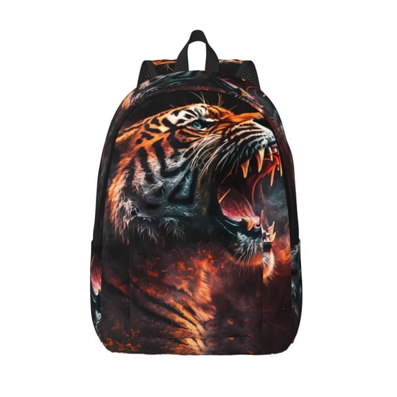 Kuqiui Cool Tiger Print Canvas Travel Laptop Backpack for Men Women,Business Work Rucksack College School Computer Bag Fits 15.6 Inch Notebook