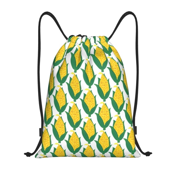 Kuqiui Corn Cob Print Drawstring Backpack Drawstring Bags,Draw String Back Bag Drawstring Bags for Sports,Gym,Travel,Swimming,Beach