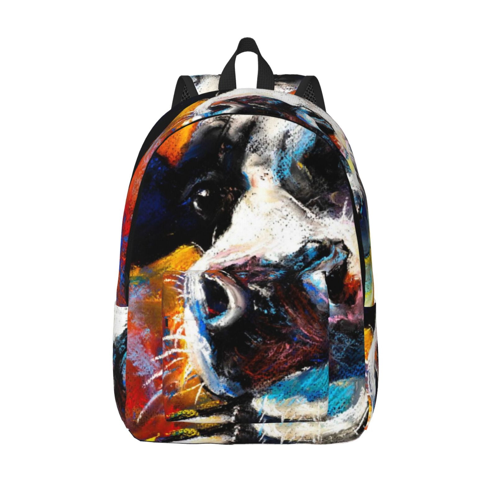 Kuqiui Cow Print Canvas Travel Laptop Backpack for Men Women,Business Work Rucksack College School Computer Bag Fits 15.6 Inch Notebook