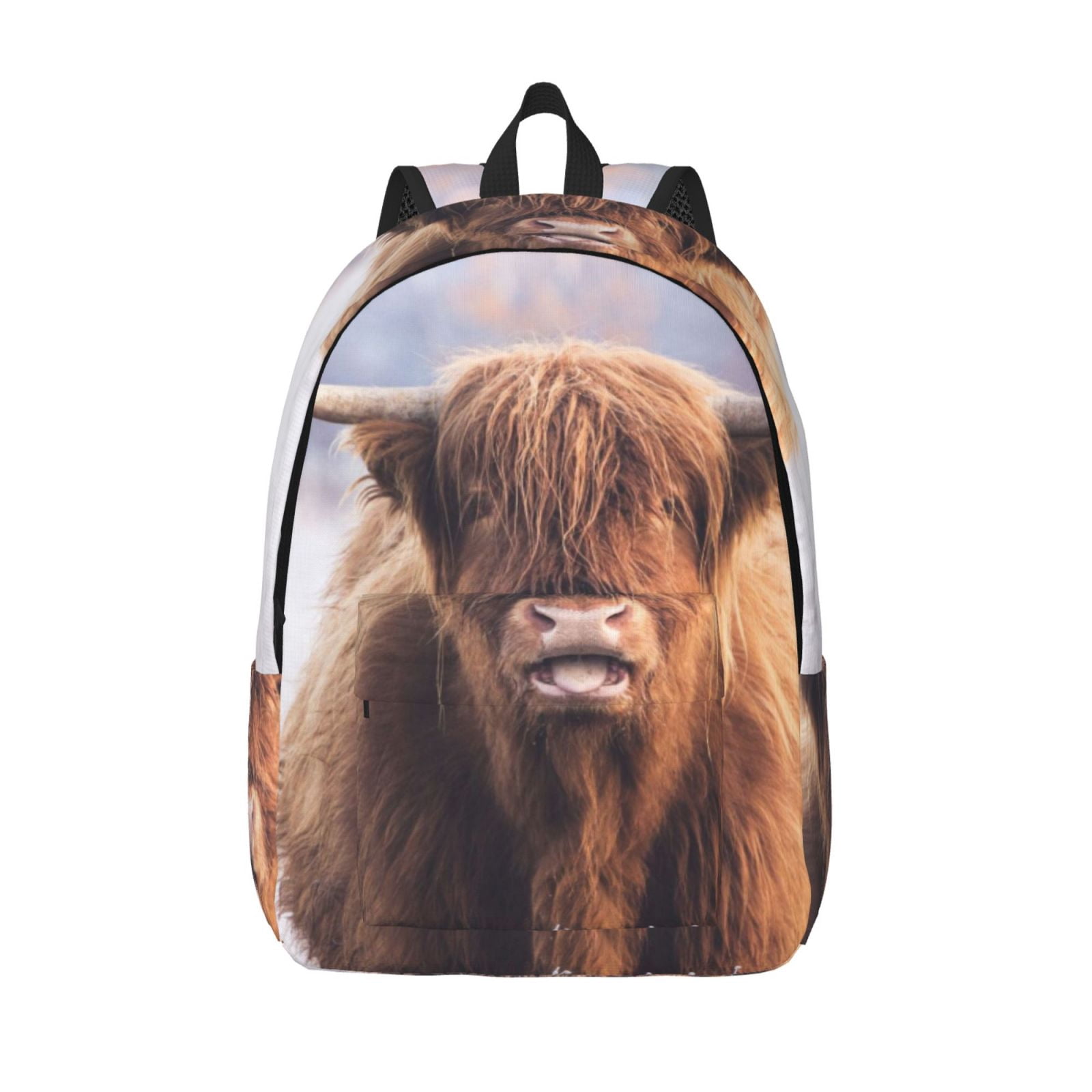 Kuqiui Cow Print Canvas Travel Laptop Backpack for Men Women,Business Work Rucksack College School Computer Bag Fits 15.6 Inch Notebook