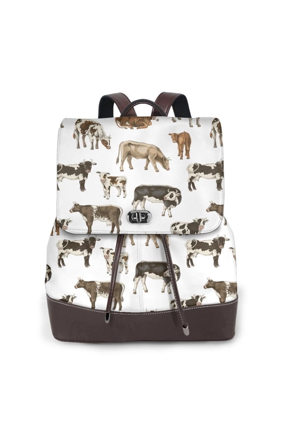 Cow Print Leather Backpack Purse For Women Fashion Ladies Vintage Bags Casual College Travel Backpacks bag