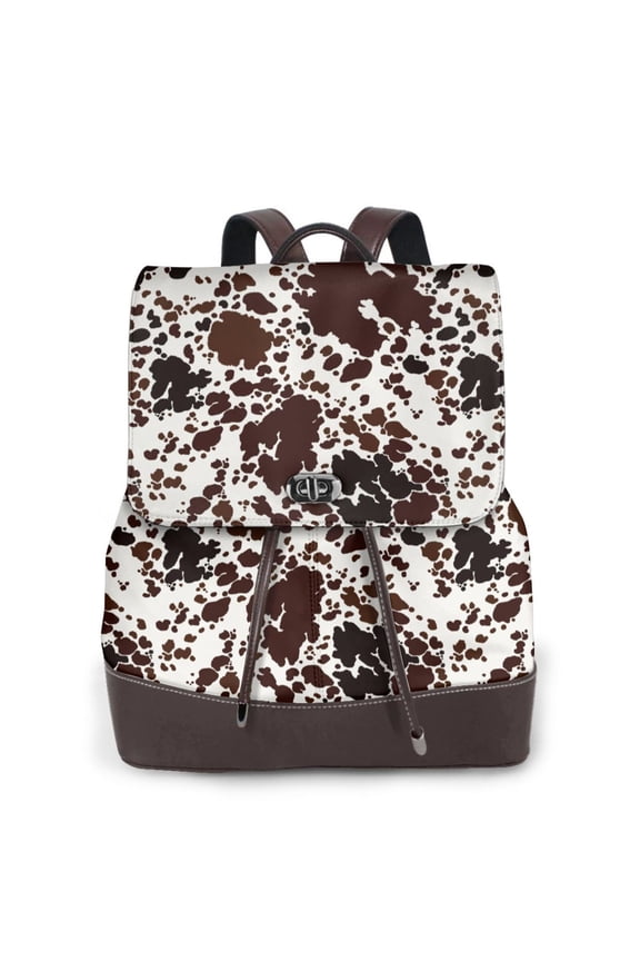 Cow Skin Print Leather Backpack Purse For Women Fashion Ladies Vintage Bags Casual College Travel Backpacks bag