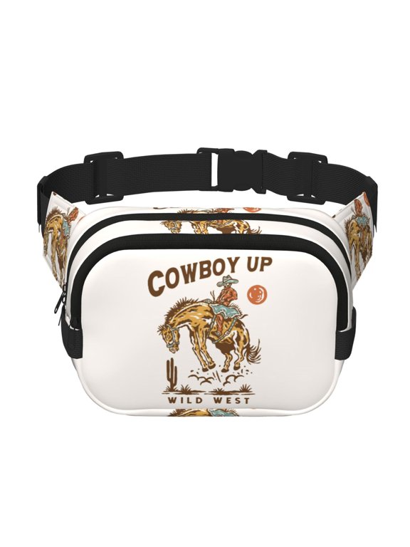 Cowboy Up Vintage Wild West Print Fanny Packs for Women Cross Body Waist Bag Fashionable Fanny Pack Designer Workout Hiking Waist Pack Running Travel Gym