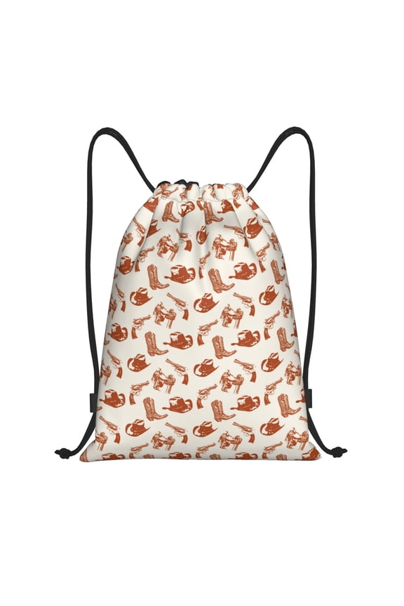 Cowboy Western Print Drawstring Backpack Drawstring Bags,Draw String Back Bag Drawstring Bags for Sports,Gym,Travel,Swimming,Beach