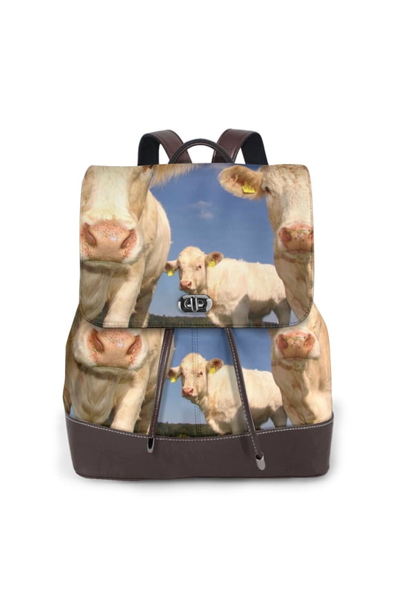 Cows Cattles Print Leather Backpack Purse For Women Fashion Ladies Vintage Bags Casual College Travel Backpacks bag