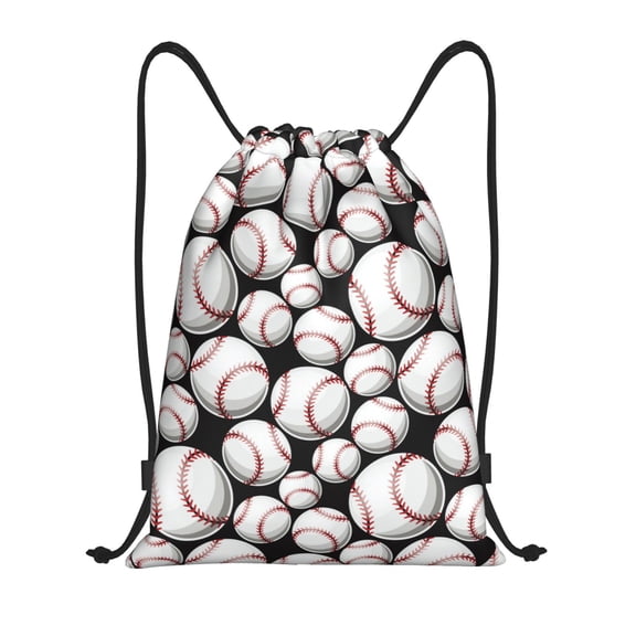 Kuqiui Cute Baseball Print Drawstring Backpack Drawstring Bags,Draw String Back Bag Drawstring Bags for Sports,Gym,Travel,Swimming,Beach