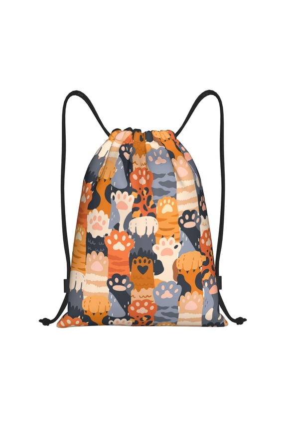 Cute Cat Paw Print Drawstring Backpack Drawstring Bags,Draw String Back Bag Drawstring Bags for Sports,Gym,Travel,Swimming,Beach