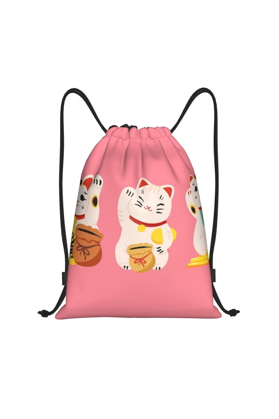Cute Cat Print Drawstring Backpack Drawstring Bags,Draw String Back Bag Drawstring Bags for Sports,Gym,Travel,Swimming,Beach