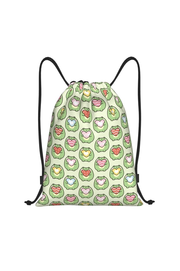 Cute Chubby Frog Print Drawstring Backpack Drawstring Bags,Draw String Back Bag Drawstring Bags for Sports,Gym,Travel,Swimming,Beach