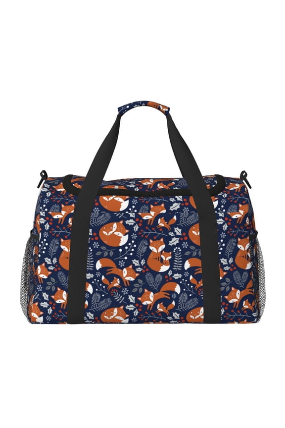 Cute Foxes Print Foldable Travel Duffel Bag Tote Carry on Luggage Bag Personal item Sports Gym Bag Water Resistant Weekender Overnight Bags for Women and Men