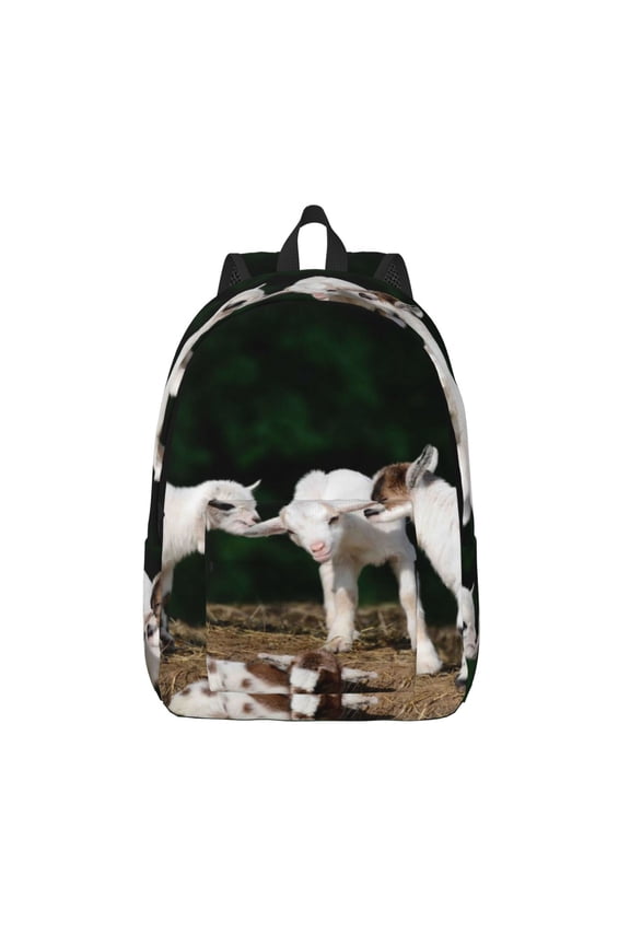 Cute Goat Baby Print Canvas Travel Laptop Backpack for Men Women,Business Work Rucksack College School Computer Bag Fits 15.6 Inch Notebook